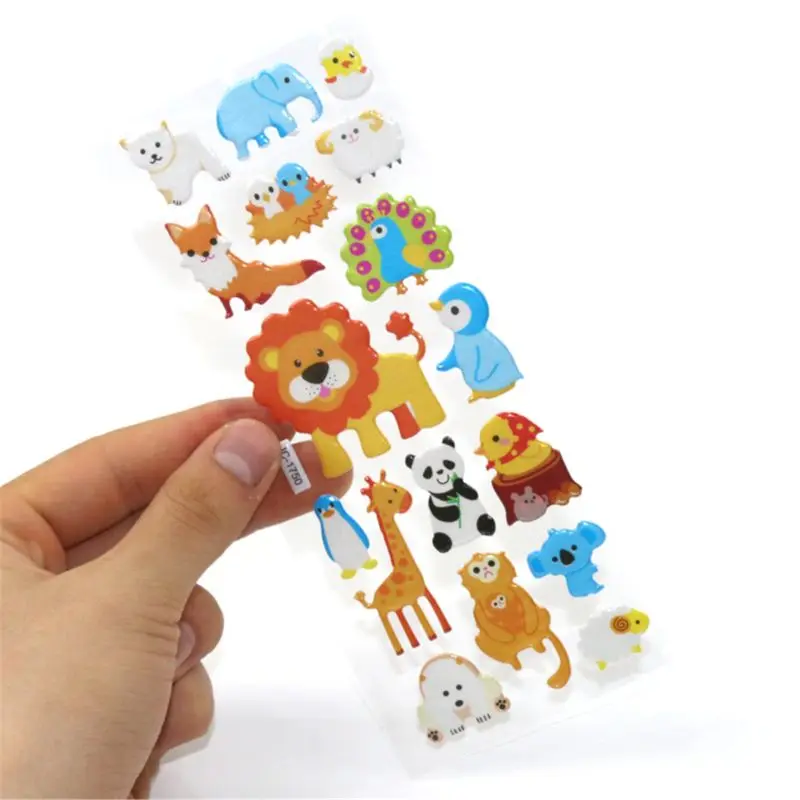 20Sheets Cartoon 3D Puffy Sticker Eco-Friendly Education Reusable Sticker Self-Adhesive Kids Room Stationery Decoration