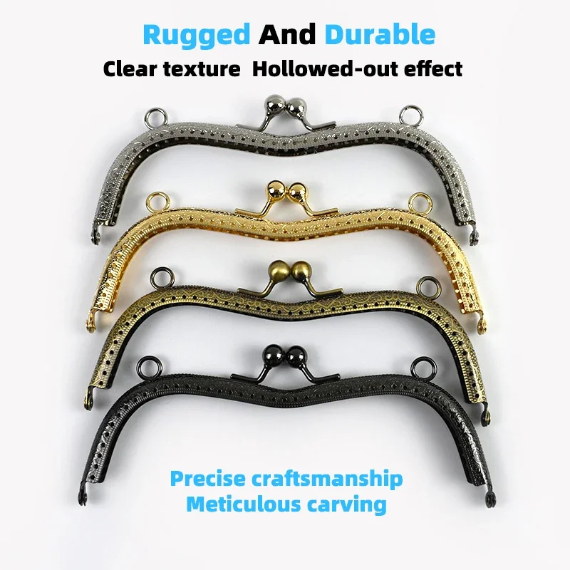 1/2/3Pcs 19cm Embossed Metal Handle Bags Purse Frame Kiss Clasp Handbag Wallet Clourse Clip DIY Sewing Brackets Bag Accessories