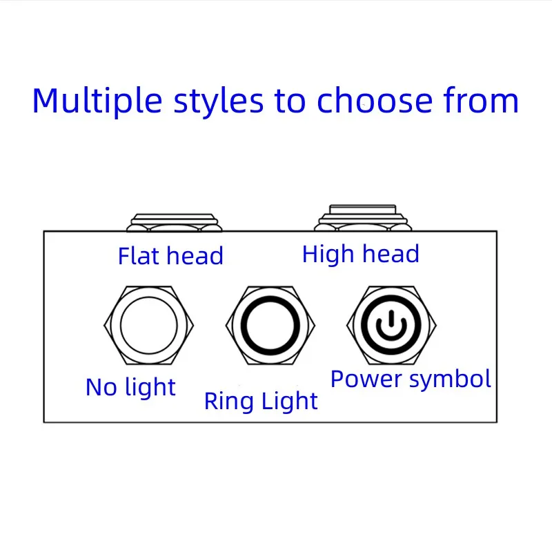 초단형 금속 버튼 스위치, 마이크로 순간 리셋, 방수 전원 5V 6V 12V 24V 1NO LED 라이트, 레드 블루, 12mm, 16mm, 19mm, 22mm, 25mm, 30mm