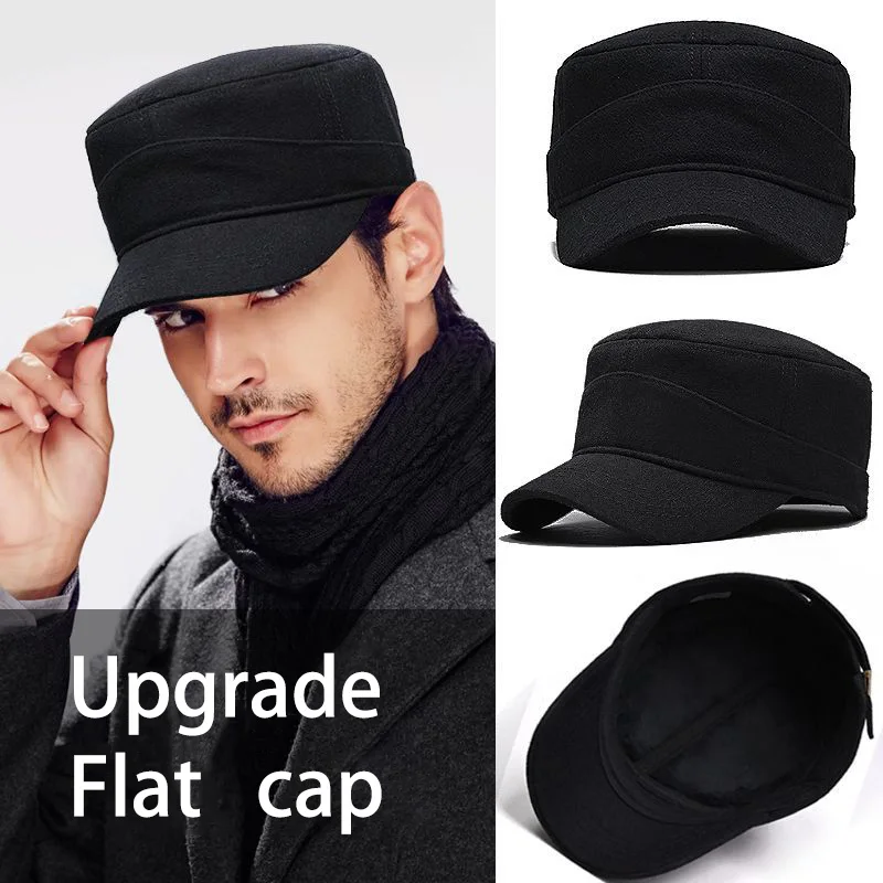 65 head circumference winter windproof wool blend cap warm back closure flat cap big head circumference duck tongue cap