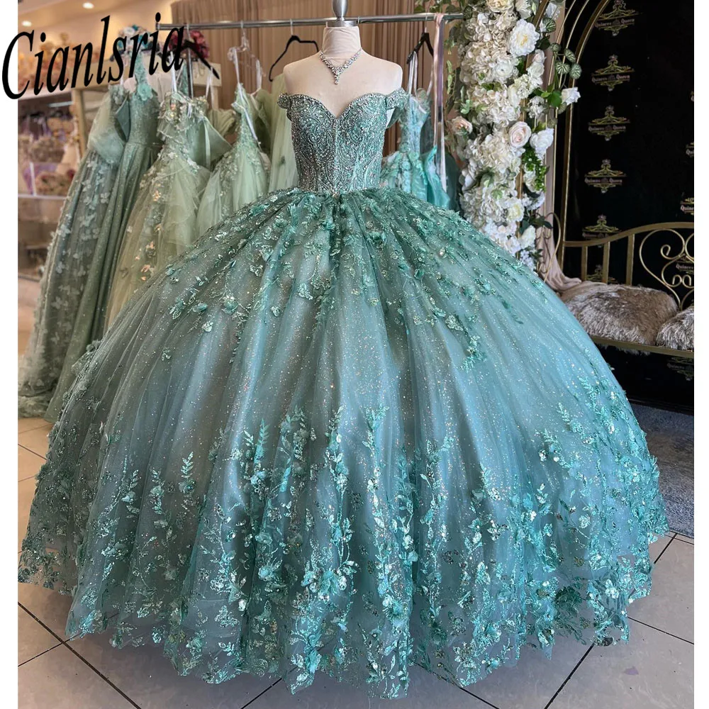 Robe de Rhprincesse avec appliques perlées et paillettes, robes Quinceanera, Sweet 16, 2023