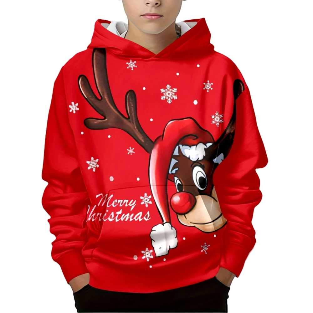 

Child Sweatshirt Kids Clothes Christmas Hoodies Long Sleeve Cartoon 3D Printed Fashion Pullover Tops Autumn Children's Clothing