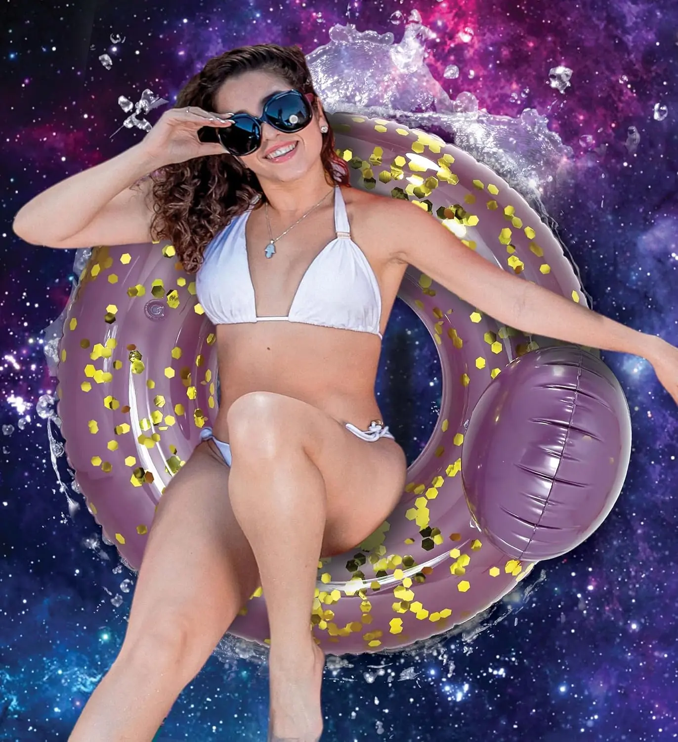 Tubo flotante inflable para piscina alienígena, vinilo resistente a los rayos UV, confeti para piscina, flotador de alienígena, flotador de piscina fresco, anillo de natación para piscina inflado