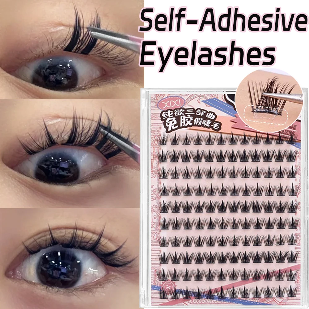 10Rows Self Adhesive Eyelashes Natural Long Mixed Sizes Fake Eyelash Extension NO Glue Needed Individual Lashes Makeup Tool Cils