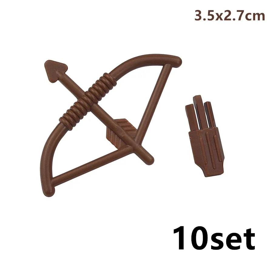 MOC 10 Stück Militärwaffen-Soldatenfiguren Mittelalterliche Bausteine Teile Zauberstab Rüstung Bogen Speer Axt Schulter-Ziegelstein Geschenk Spielzeug – Detail 7