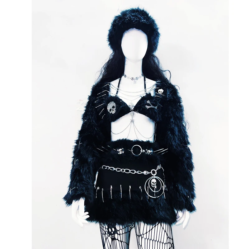 Unique Faux fur y2k Faux fur Harajuku Faux fur Gothic Faux fur