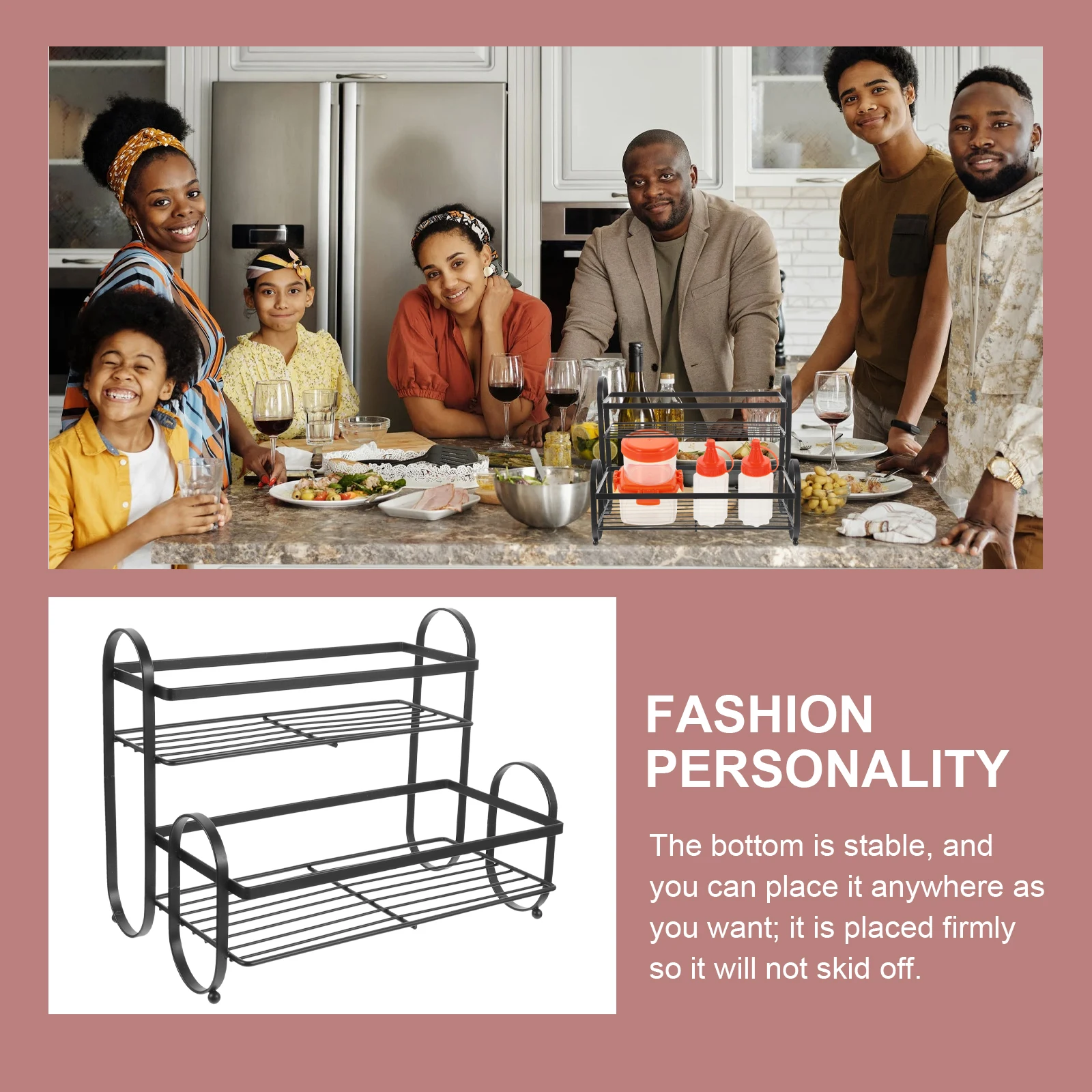 

Spice Rack Compact Seasoning Organizer Shelves for Kitchen Storage Fall The Ground Tasteless Counter Shelf Countertop Iron