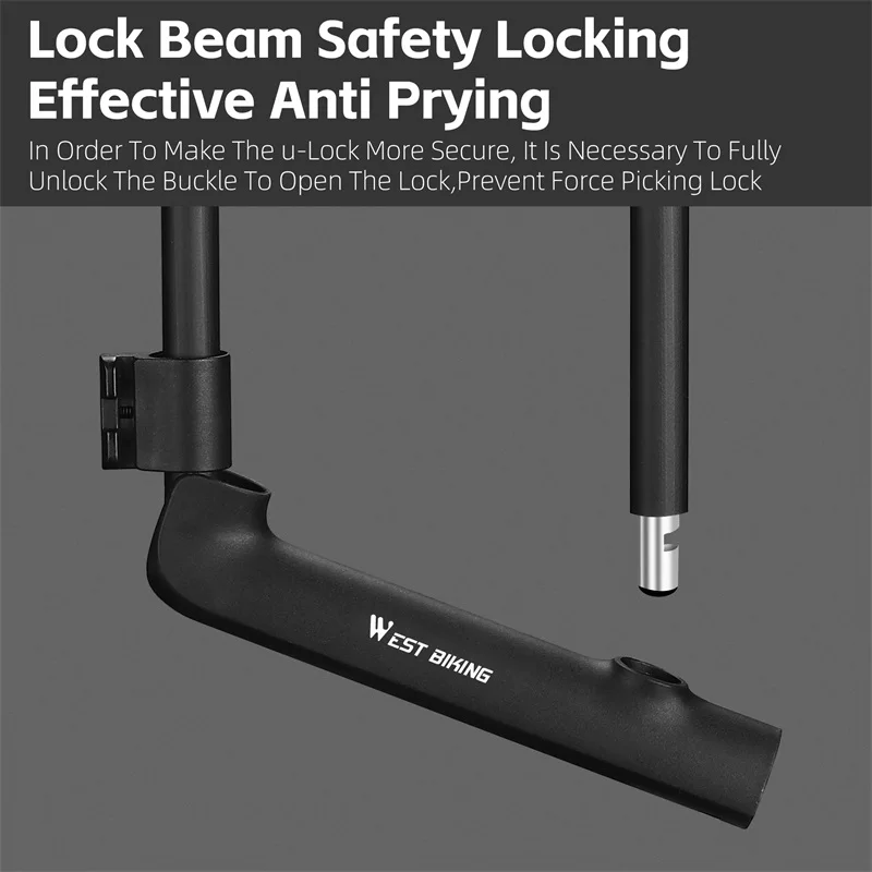 WEST BIKING Portable Bike U-Lock Anti-theft Bicycle Padlock Safe Durable Motocycle Scooter MTB Road Bike Lock Cycling Accessorie