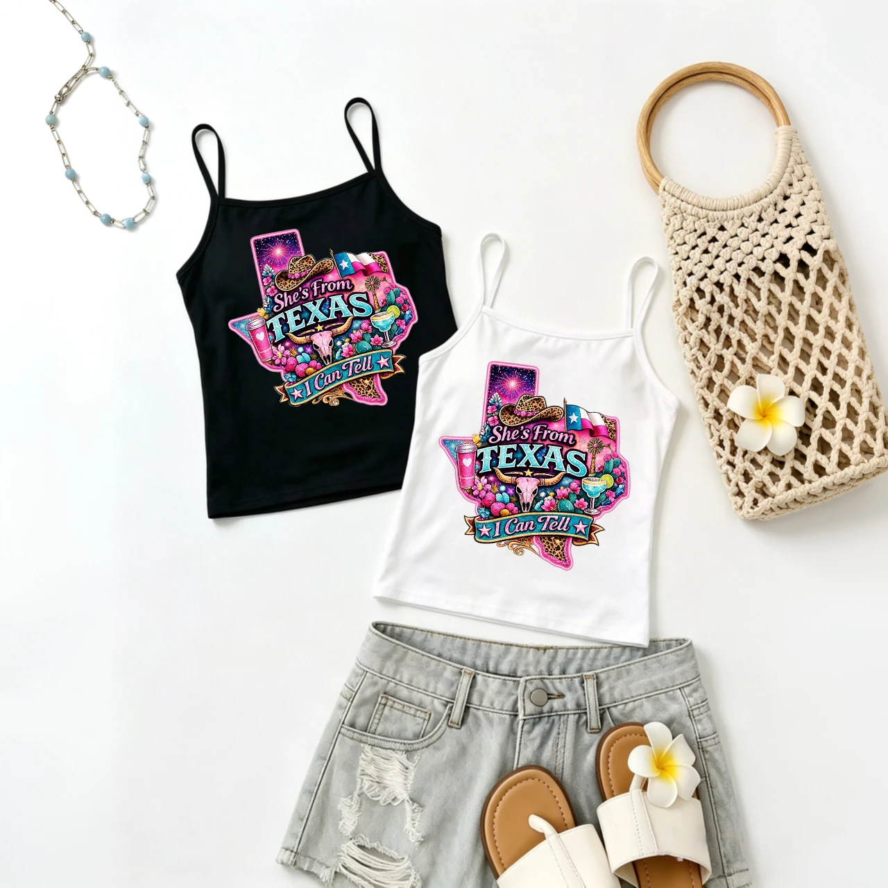 Texas Map Camisole Women Cow Skull Graphic Tank Tops Country Music Festival Southern Rodeo Saloon Dancing Western Vibe