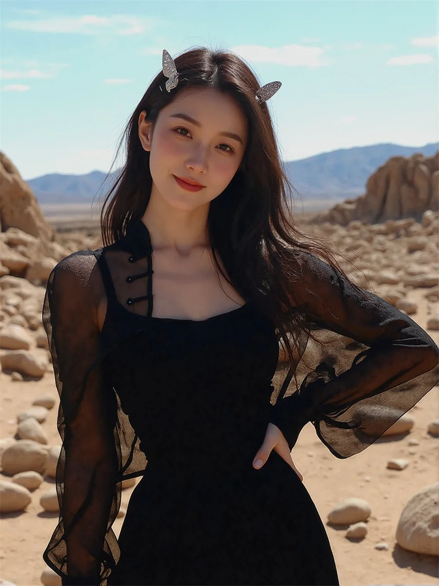 黒シャツ女性長袖フィットオーバーサイズボーイフレンドスタイルボタンフロントシンプルベーシックミニマリストファッションストリート女性トップス新しい