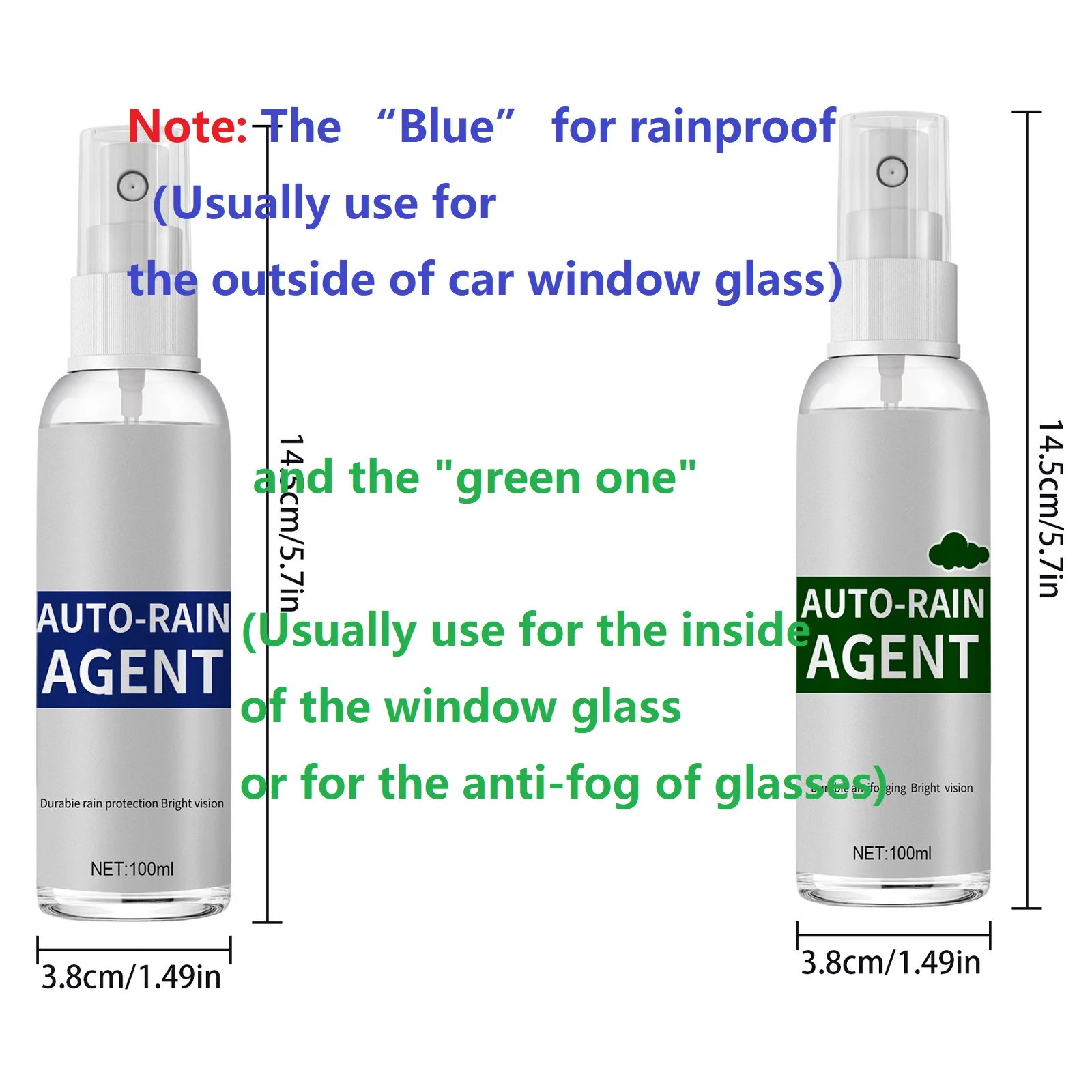 Auto Glass Film Coating Agent Waterproof Rainproof Anti-fog Spray Car Windshield Window Glass Coating Anti-fog Rainproof Agent