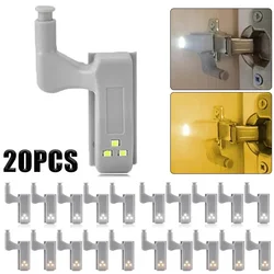 20/5 Uds. Luz LED para debajo del gabinete lámpara con bisagra interior Universal armario puerta Sensor luz dormitorio cocina armario lámpara de noche