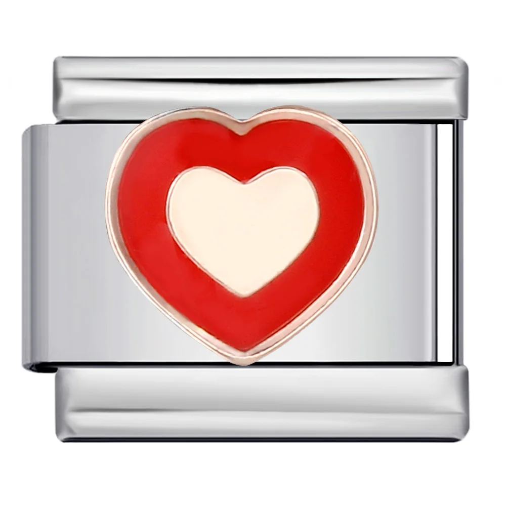 Valentinstag Romantische Süße Rote Liebesherz-Buchstaben Italienische Charm-Elemente Passend für 9mm Edelstahl-Armband Schmuck DIY-Herstellung – Detail 6