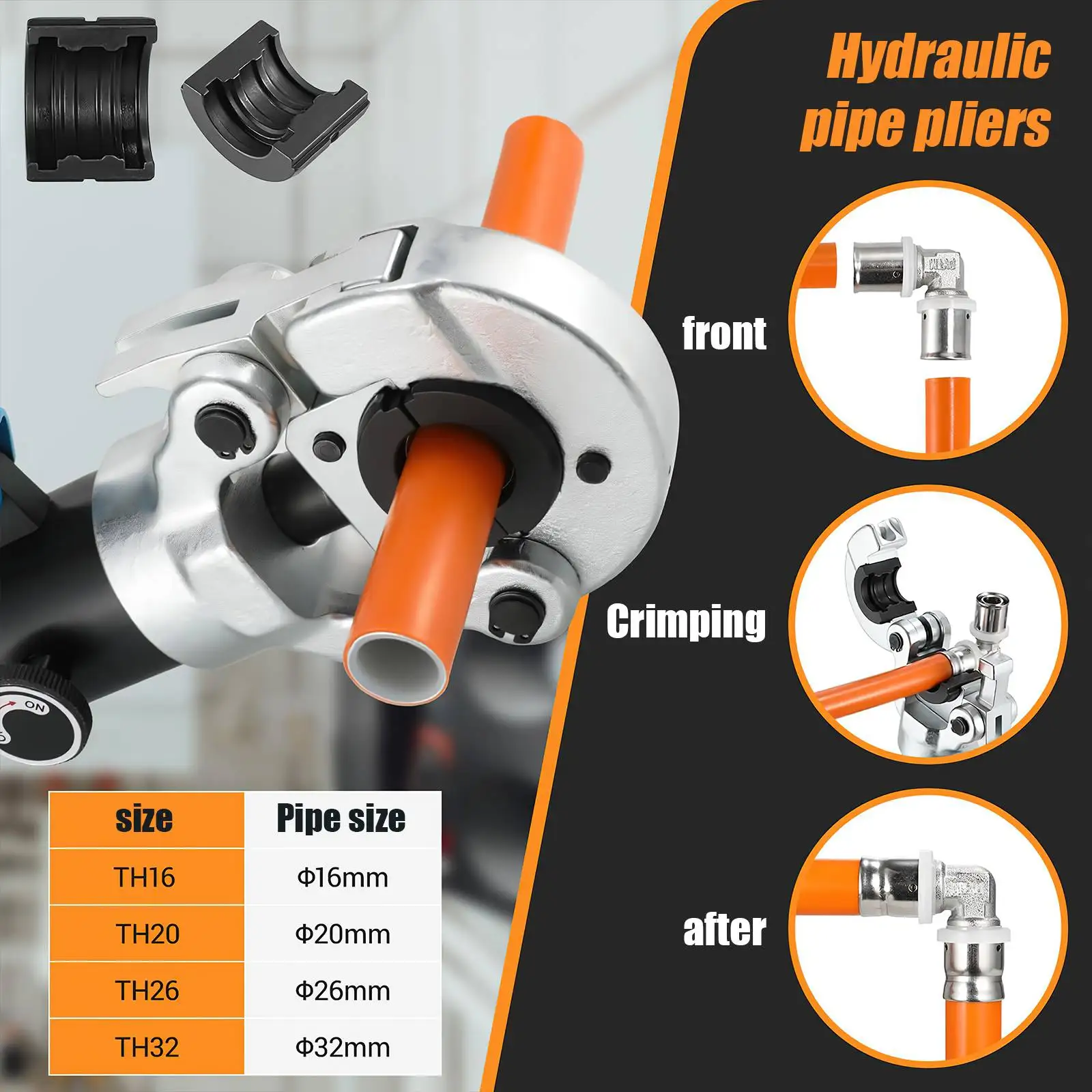 Hydraulische Rohr-Crimpzange für Aluminium-Kunststoff/PEX/PB Rohre 360° ° Rotierende Rohrkopf-Garten-Crimpzange mit Koffer – Detail 5