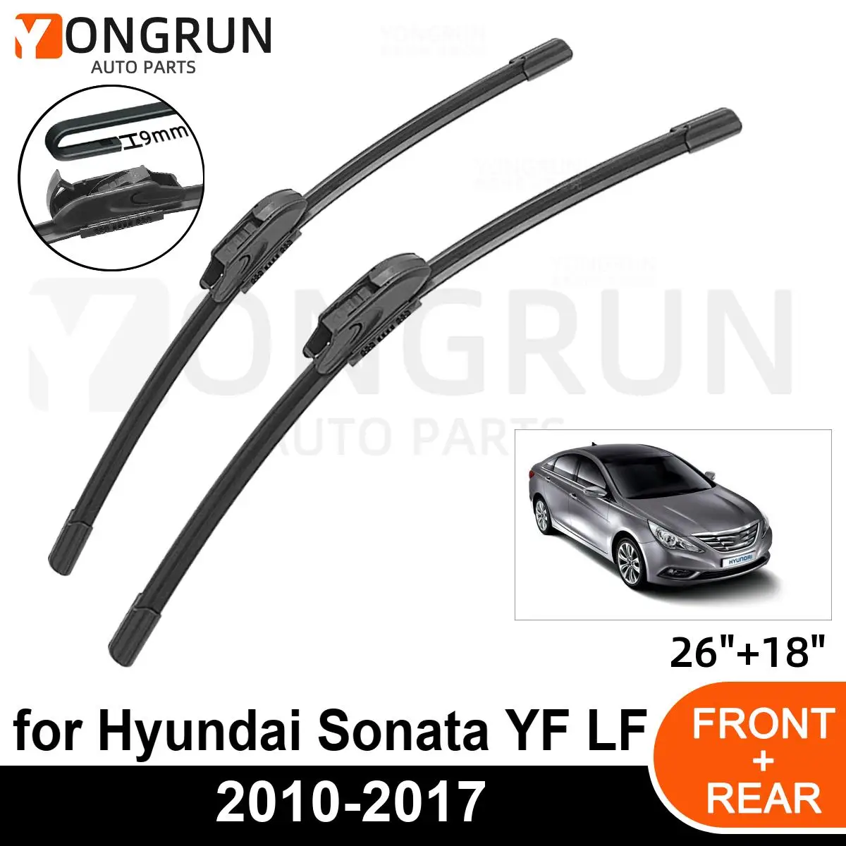 

Стеклоочистители передние Автомобильные для Hyundai Sonata YF LF 2010-2017, резиновые щетки стеклоочистителя 26 + 18 дюймов, аксессуары для лобового стекла автомобиля