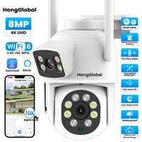 HongGlobal 8MP 4K Eseecloud APP Dual Lens WiFi6 2.4G 5G WiFi PTZ Wireless CCTV Security Network Camera