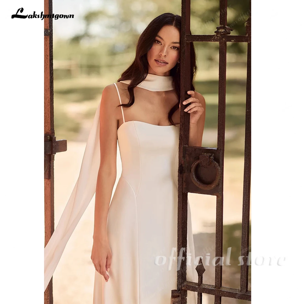 Lakshmigown Minimalistisches Plissee-Hochzeitskleid mit Korsett und Schal, ärmellos, mit Schleppe, Brautkleid, Vestidos, maßgeschneidert – Detail 7