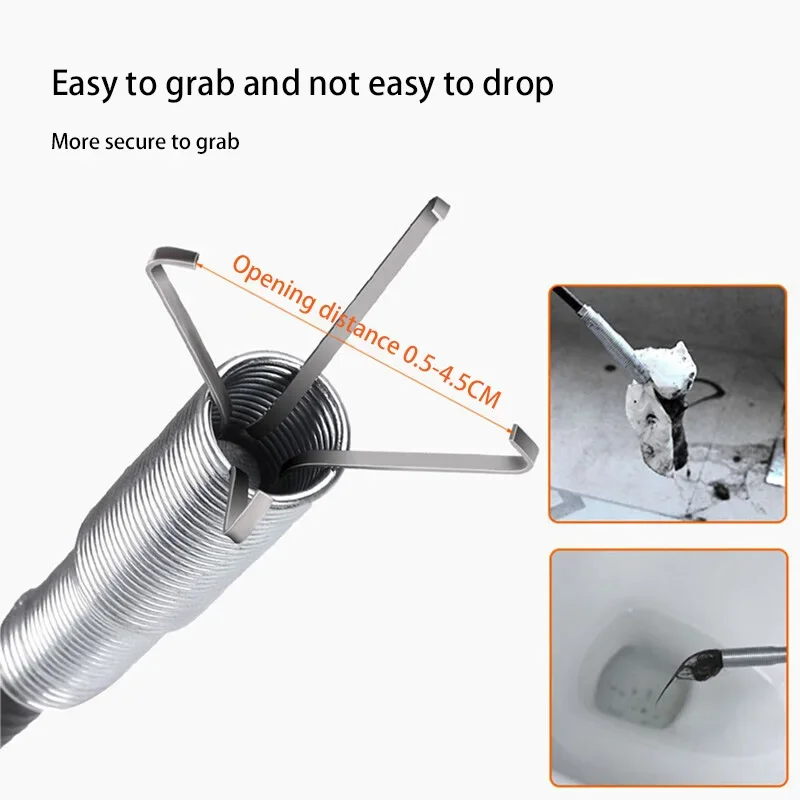 200/160/90/60cm Kitchen Sink Cleaning Pipe Plunger and Sinks Sewer Toilet Unclogging with Grab Handle Four-jaw Pickup Unblocker