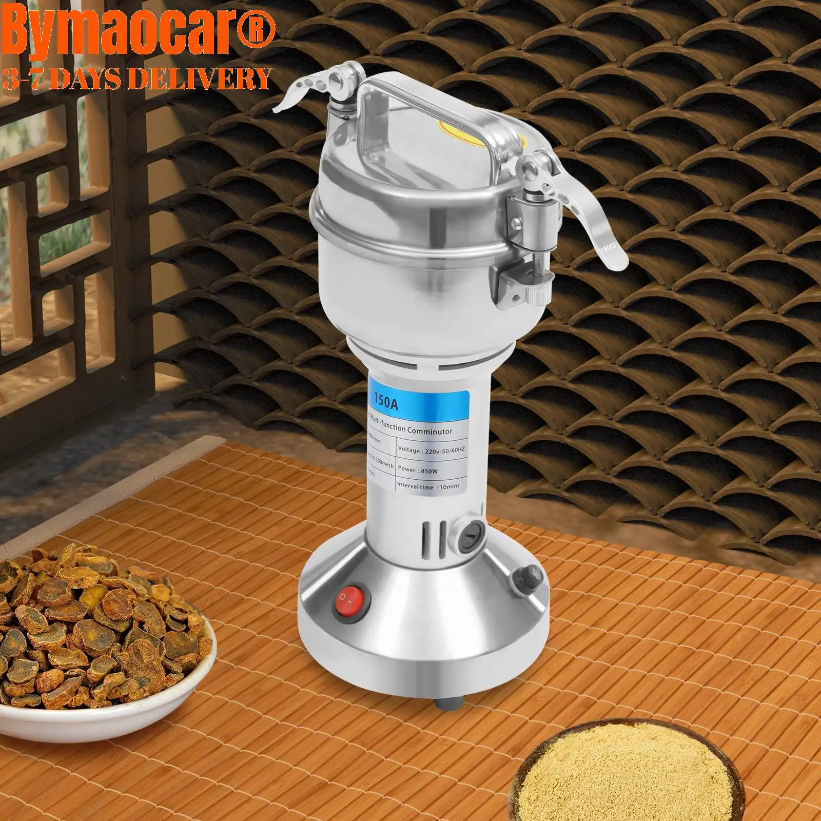 Penggiling Biji-bijian Listrik 150g, Mesin Penggiling Multifungsi Berkecepatan Tinggi dari Baja Tahan Karat, 180 Derajat Miring, Bubuk Super Halus untuk Dapur