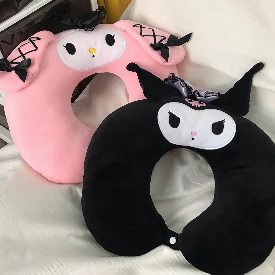 Cute Lolita U-shaped Neck Pillow Kuromi My Melody Stuffed Anime Nap Pillow Office Car Comfortable Japanese Style U-shaped Pillow