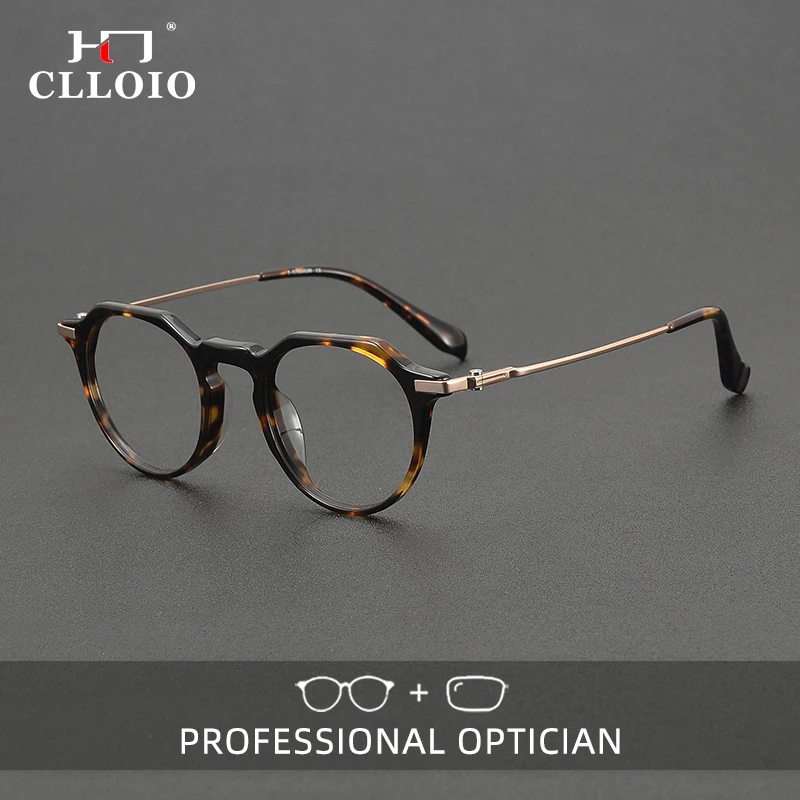 

CLLOIO Retro Acetate Pure Titanium Reading Glasses Men Wome Anti Blue Light Myopia Glasses Prescription Customized Glasses 90009