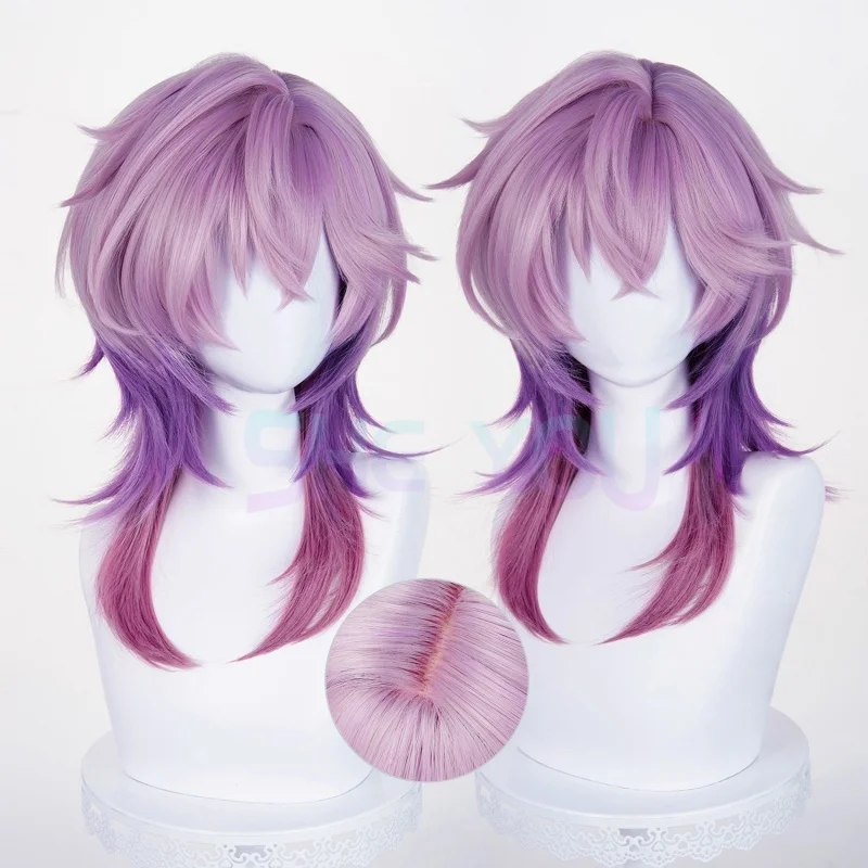 Durin Cosplay Wig 55cm Long Purple Gradient Wig Cosplay Anime Heat Resistant Synthetic Wigs