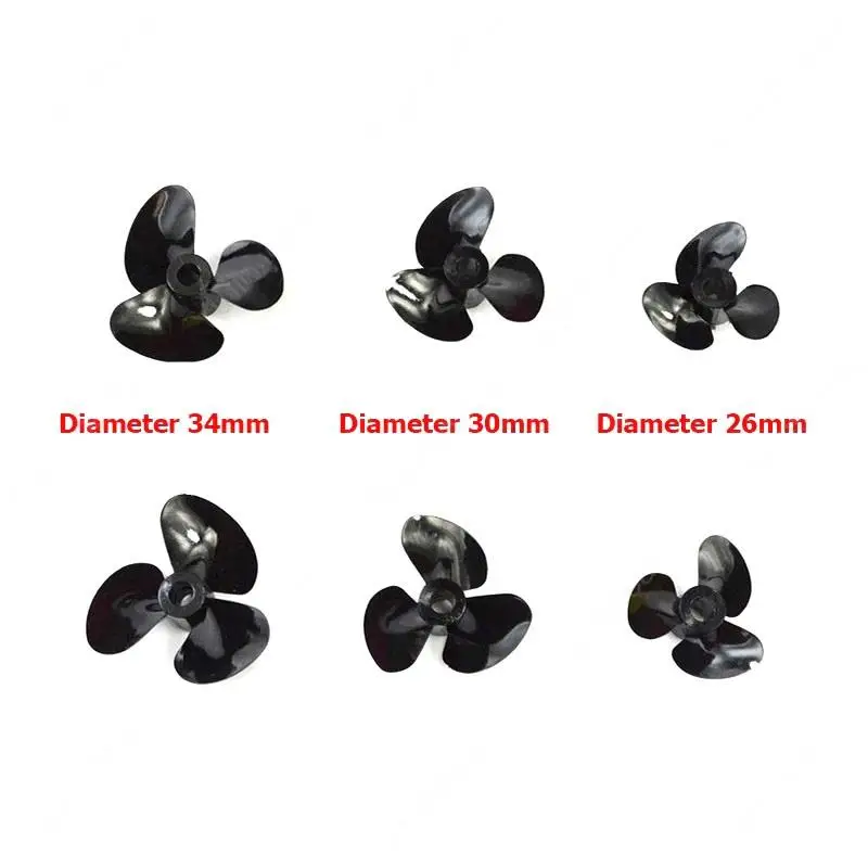 2Pairs RC Boat Dia. 34mm 30mm 26mm Three-blade Fully Immersed Paddle Positive Negative Propellers PC Material Props