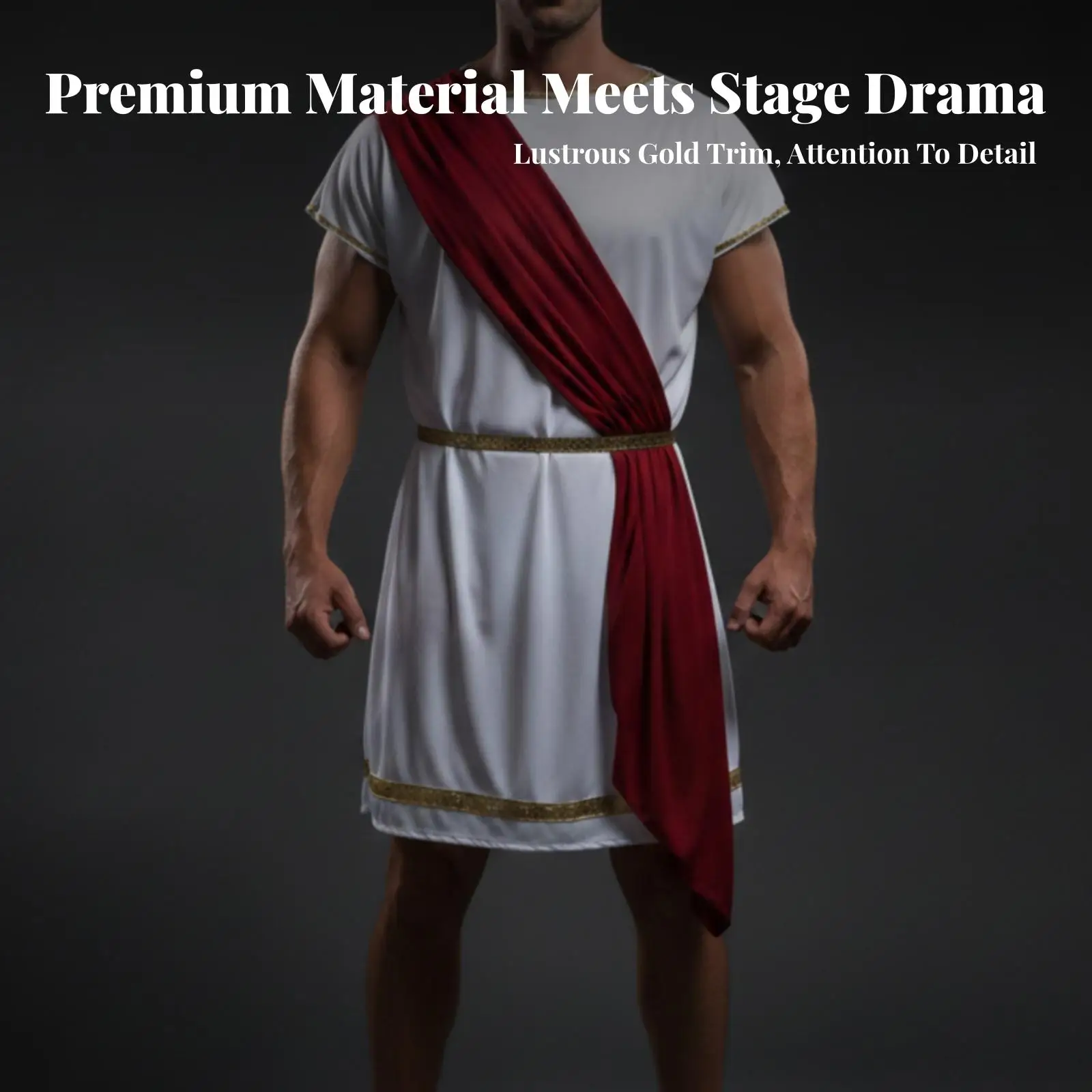 Mens Roman Gladiator Style Performance Tunic Costume with Belt Detail for Cultural Festival Stage Acting Role Play