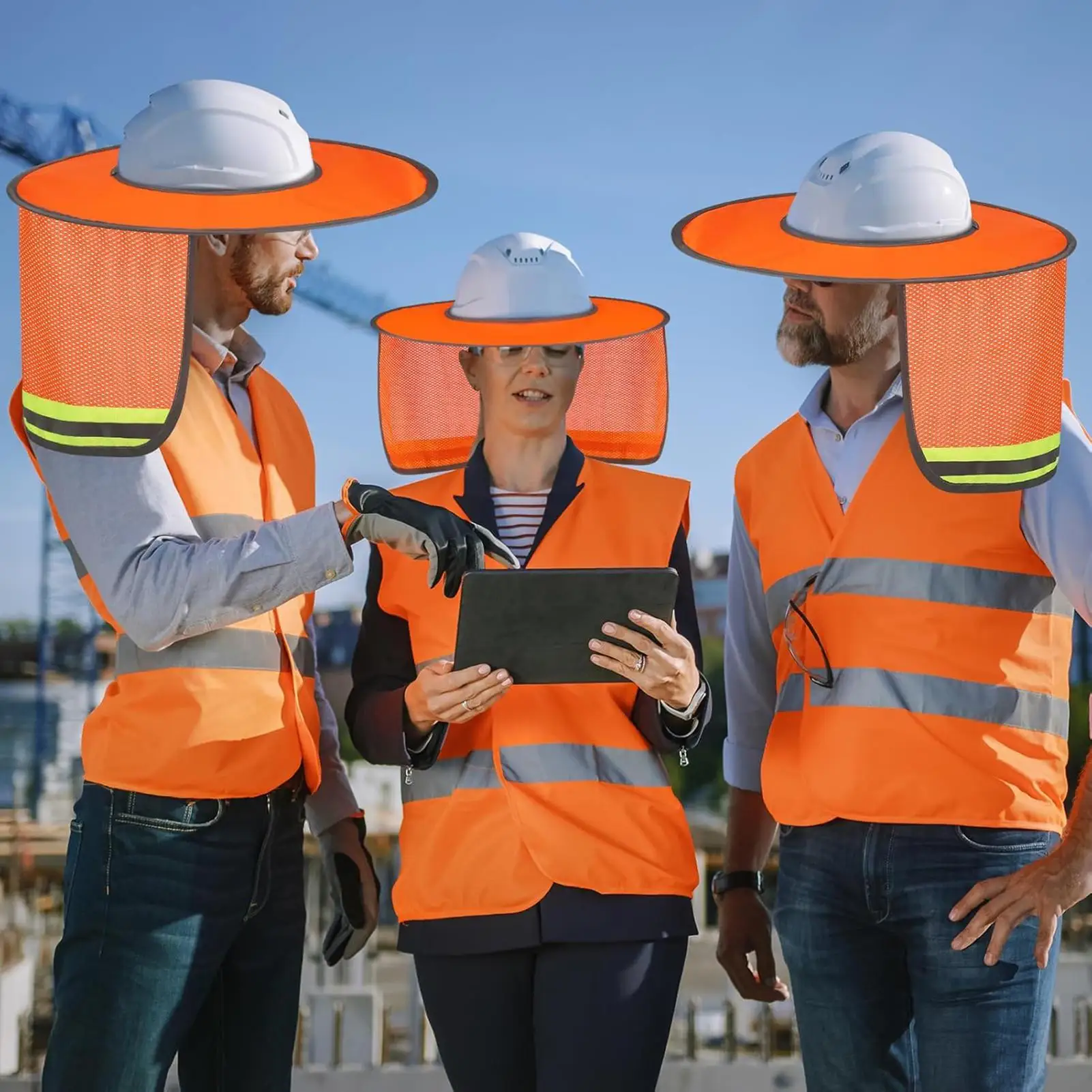 Hard Hat Sun Shade Full Brim UV Protection Breathable Construction Sun Protection Shade For Road Work Landscaping Roofing