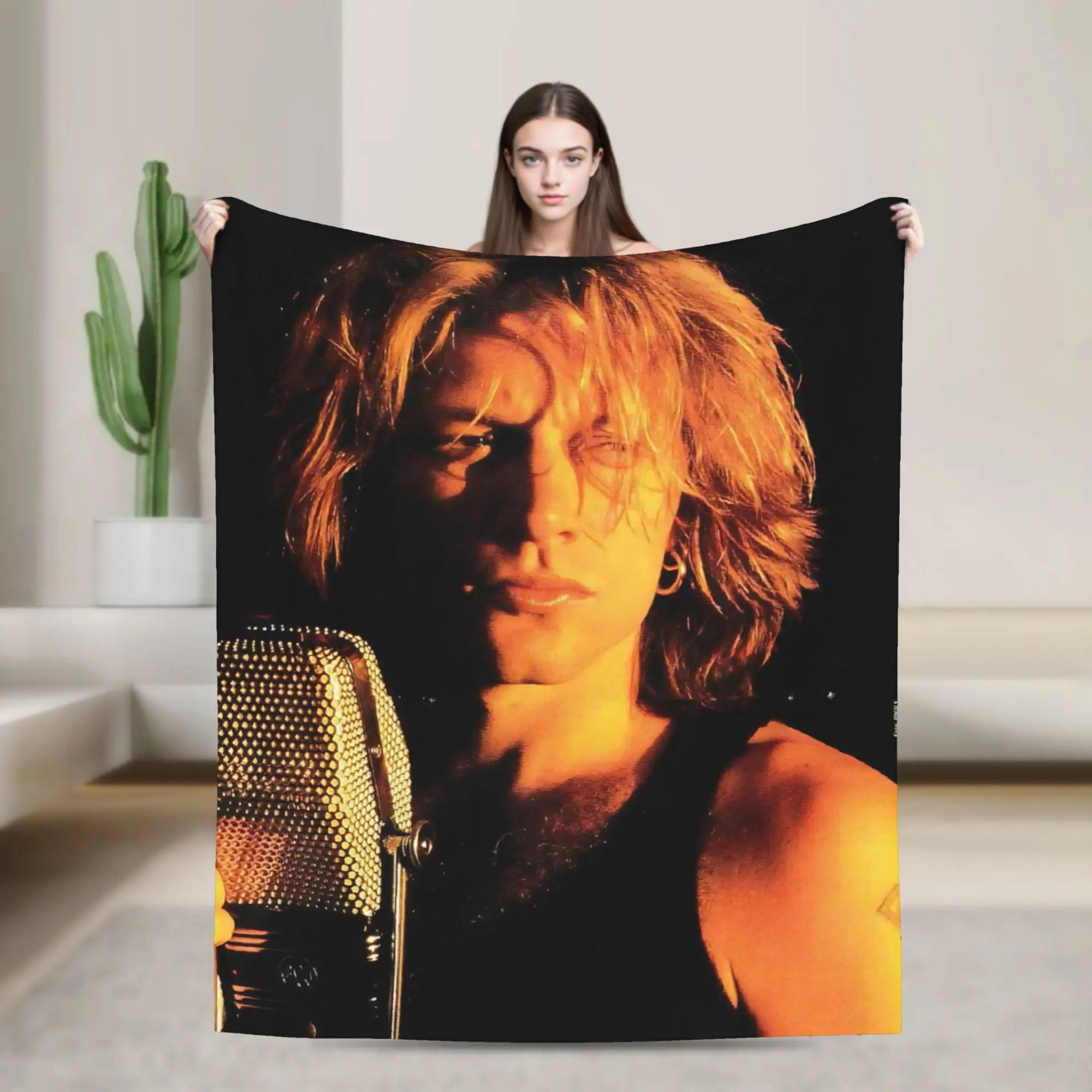 Bons Jovis Rock Band Blankets Fleece Summer Air Conditioning  Multi-function Lightweight Throw Blanket for Bed Office Bedspreads