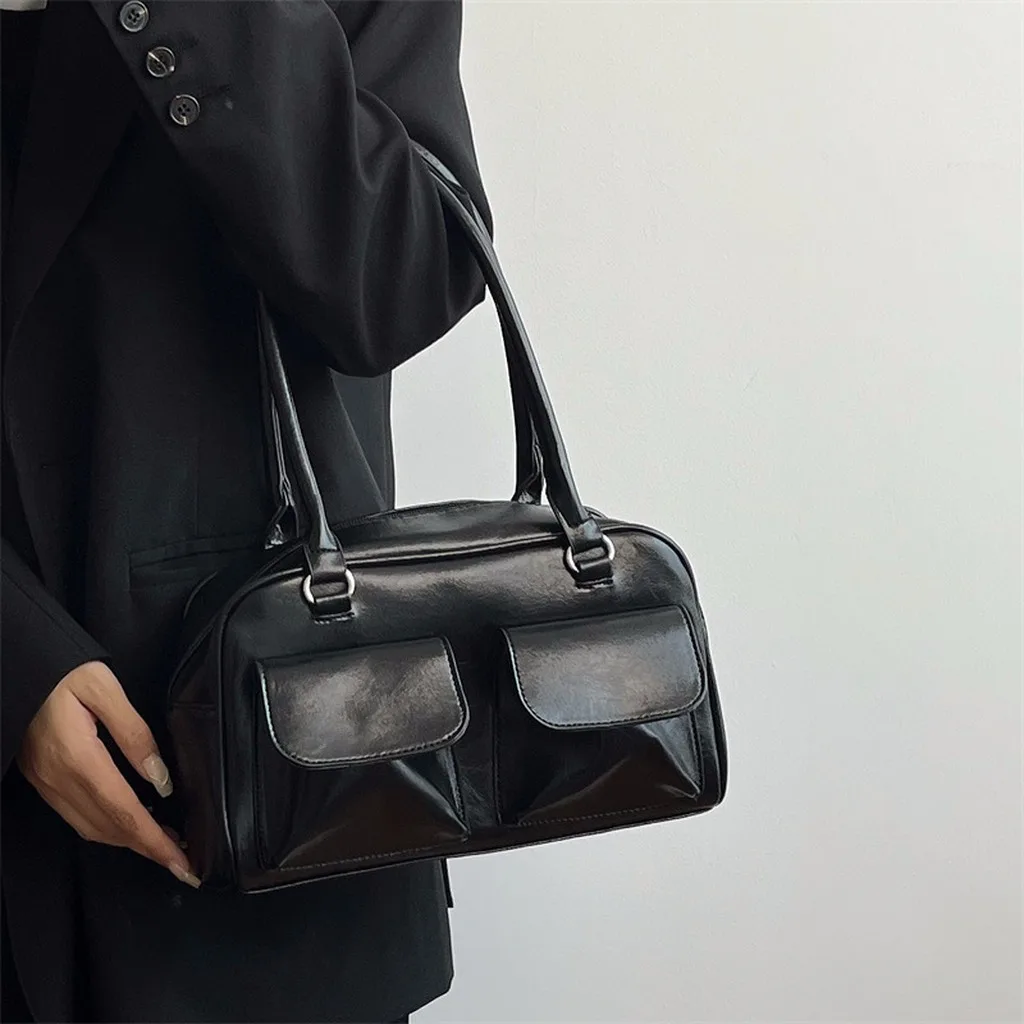 Retro Tote Bag Glossy Women'S Tote Bag Large Capacity Handbag Underarm Minimalist Shoulder Bag For Daily Commute Short Trip