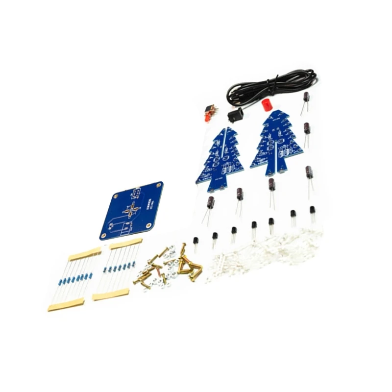 DIY 3D LED وامض مجموعة دائرة شجرة عيد الميلاد GlitterElectronic Learning Set