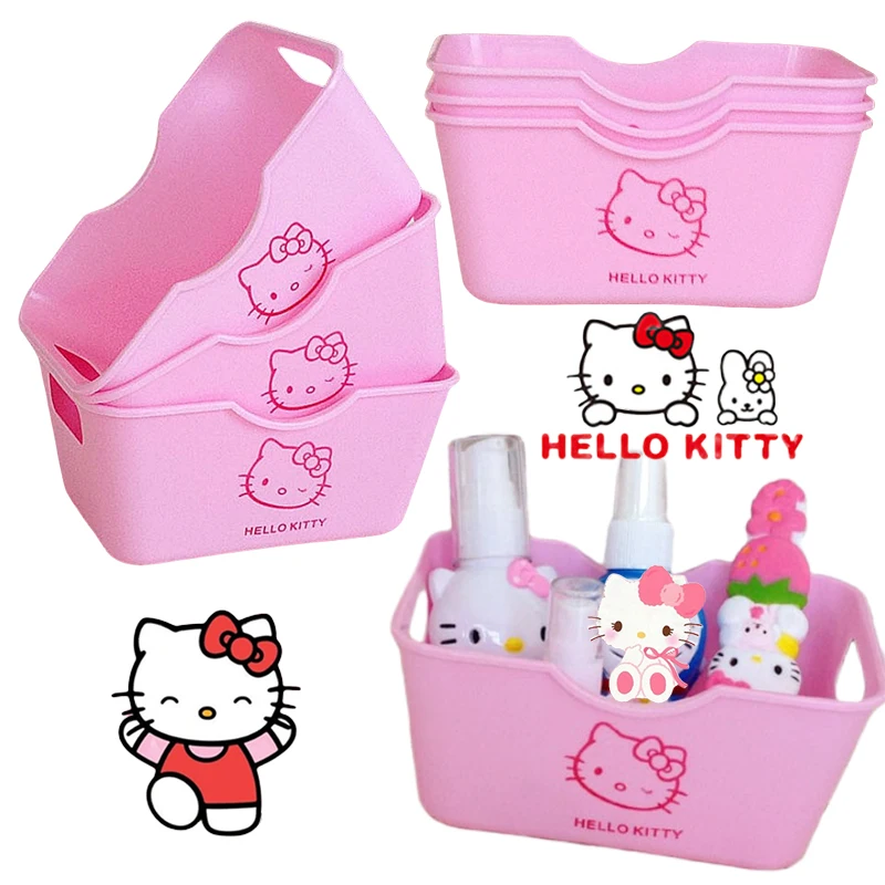 Sanrio Hello Kitty Cartoon Organizer Box Cute Desktop Plastic Sundries Storage Case Cosmetics Sundry Jewelry Stationery Box Gift