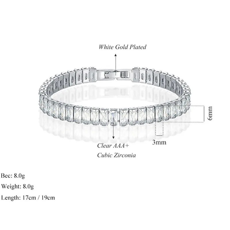 Luxury Wedding Shiny Bracelet & Bangles Zircon Hip Hop Jewelry Cut Round Square CZ Tennis Bangles for Woman Party Wholesale