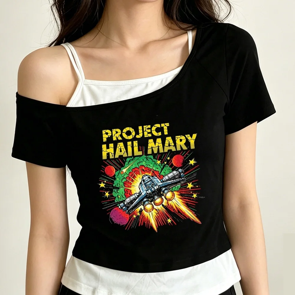 Project Hail Mary crop top female baddie grunge goth gothic alternative  t shirt kawaii party jojifuku