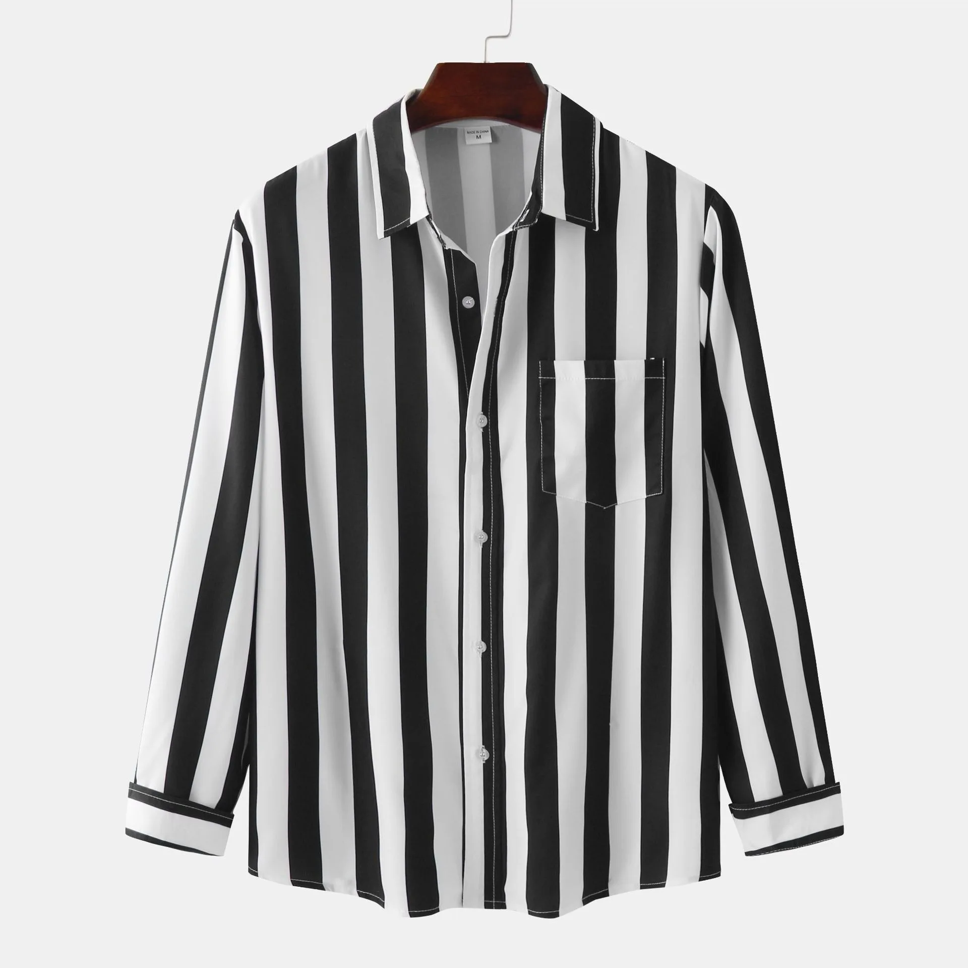 

Casual Men's Vintage American Stripe Print Long Sleeve Shirt