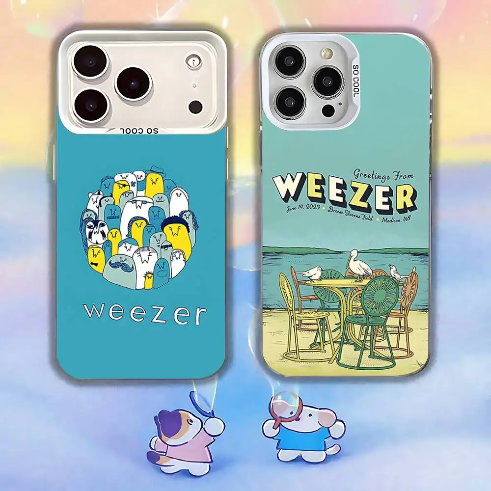 

Rock W-Weezer Band Phone Case For iPhone 17,16,13,12,X,11,15,14,Pro,Max,Plus,SE4,Air,Mini White IMD HD Matte