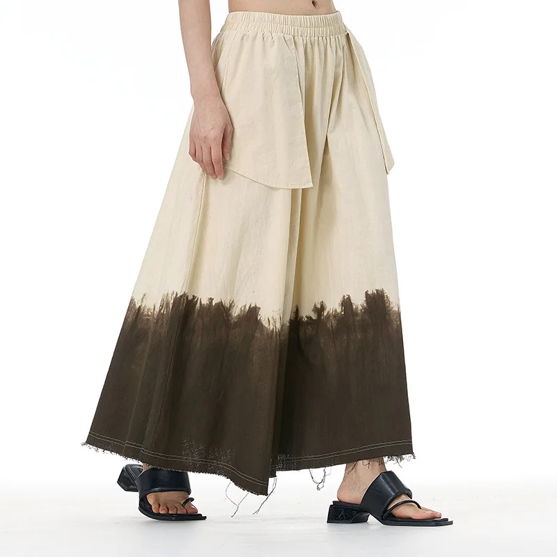 

SuperAen 2025 летние новые женские длинные юбки большого размера контрастных цветов, свободные юбки трапециевидной формы в японском стиле