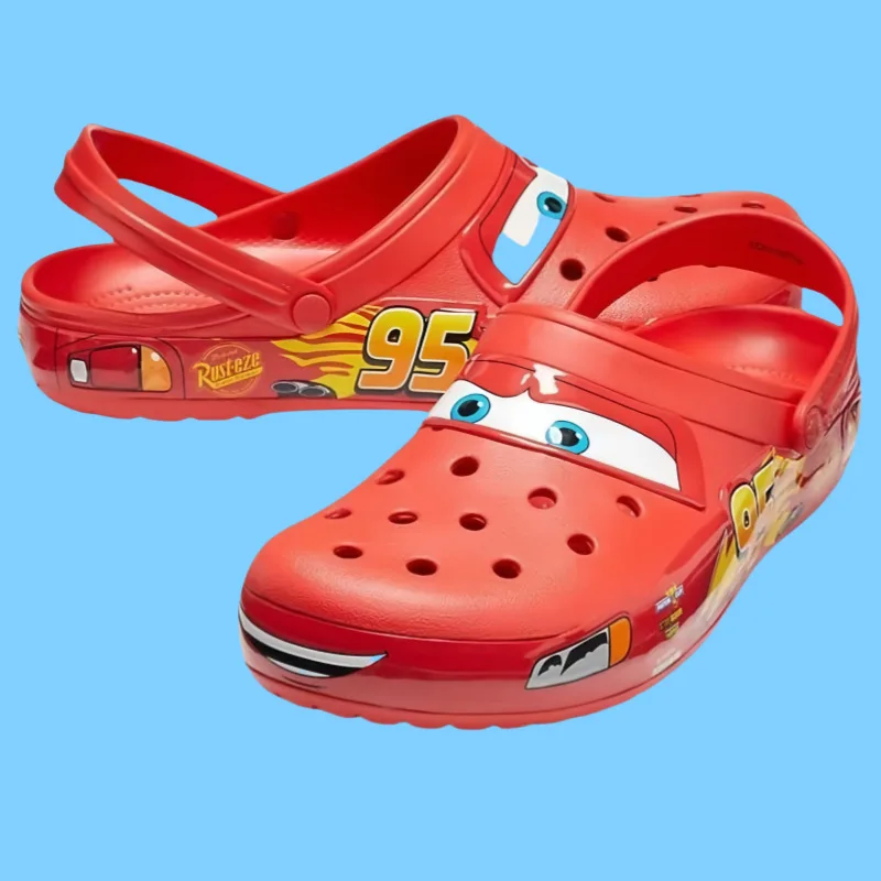 

Новая детская мигающая легкая обувь для автомобиля McQueen, уличная дышащая пляжная обувь для отдыха, тапочки