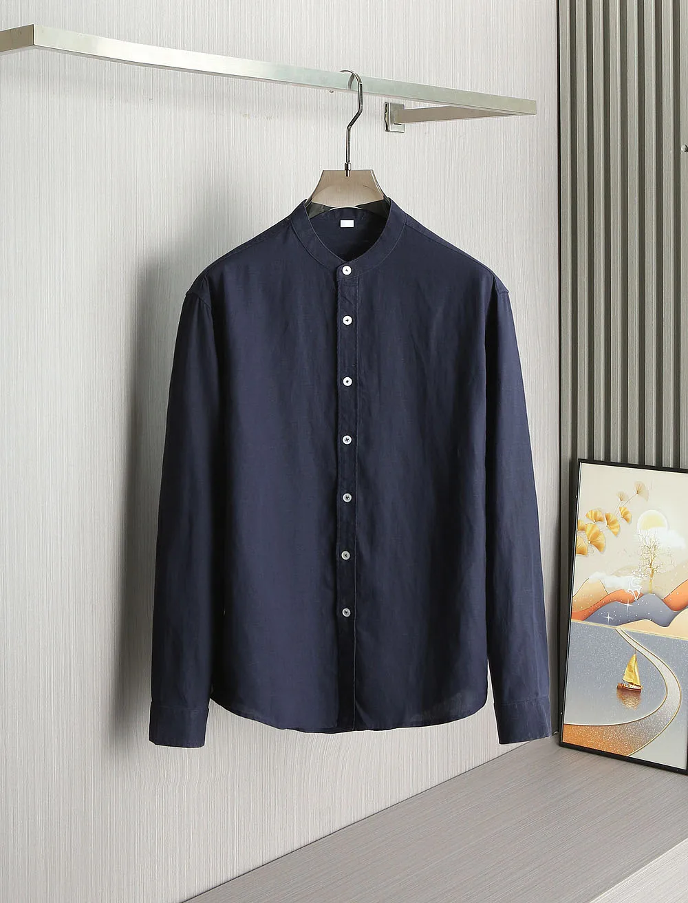 SIJITONGDANew linen boutique long sleeved standing collar and lapel shirt for autumn and winter 2026, size M-3XL