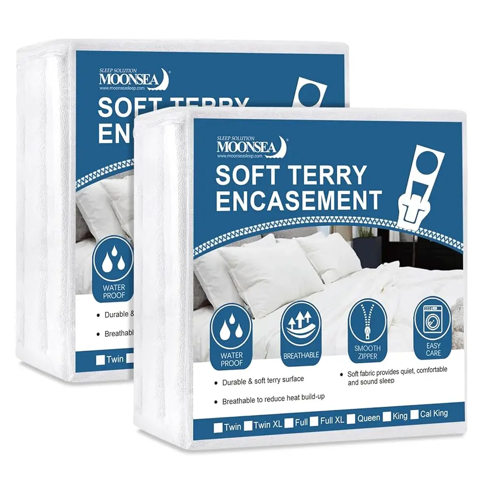 

Zippered Mattr Protector 2 Pa With Ultra Soft Terry Surface, 6-Side Waterproof Mattr Encasement, Durable Zipper, Noiseless, For