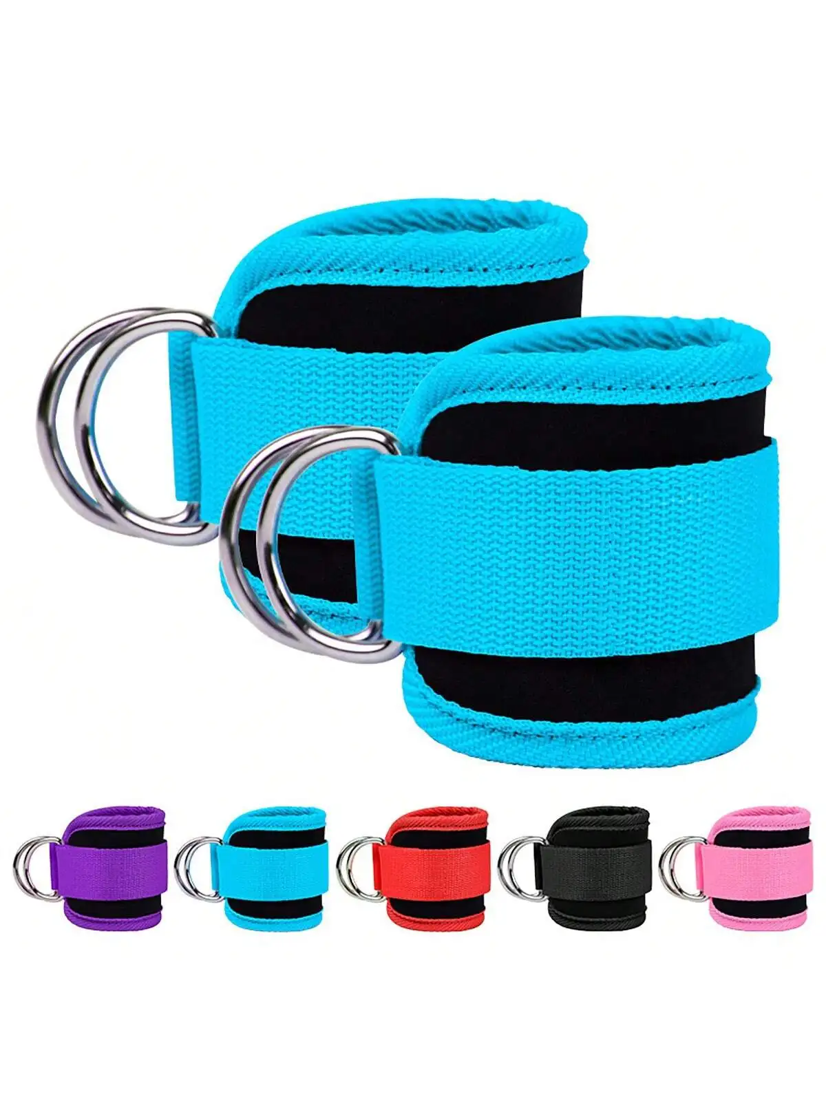 2Pcs Adjustable Padded Ankle Wrist Straps, Padded Shoulder Straps, D-Ring Glute Retractors, Suitable for Rope Machines, Perfect for Glute Exercises, Ankle Protection Buckle