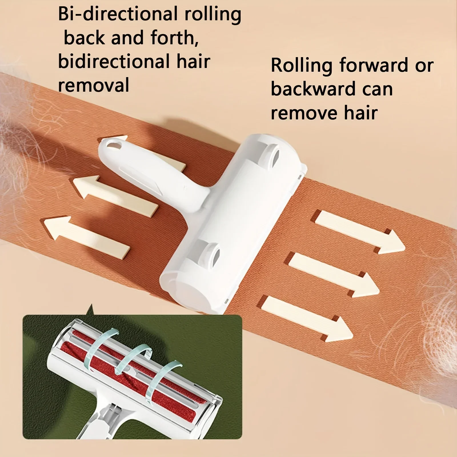 Portable Washable Cat Hair Removal Brush Reusable Self‑cleaning Pet Fluff Roller for Dog Sofa Furniture Household Cleaning Tool