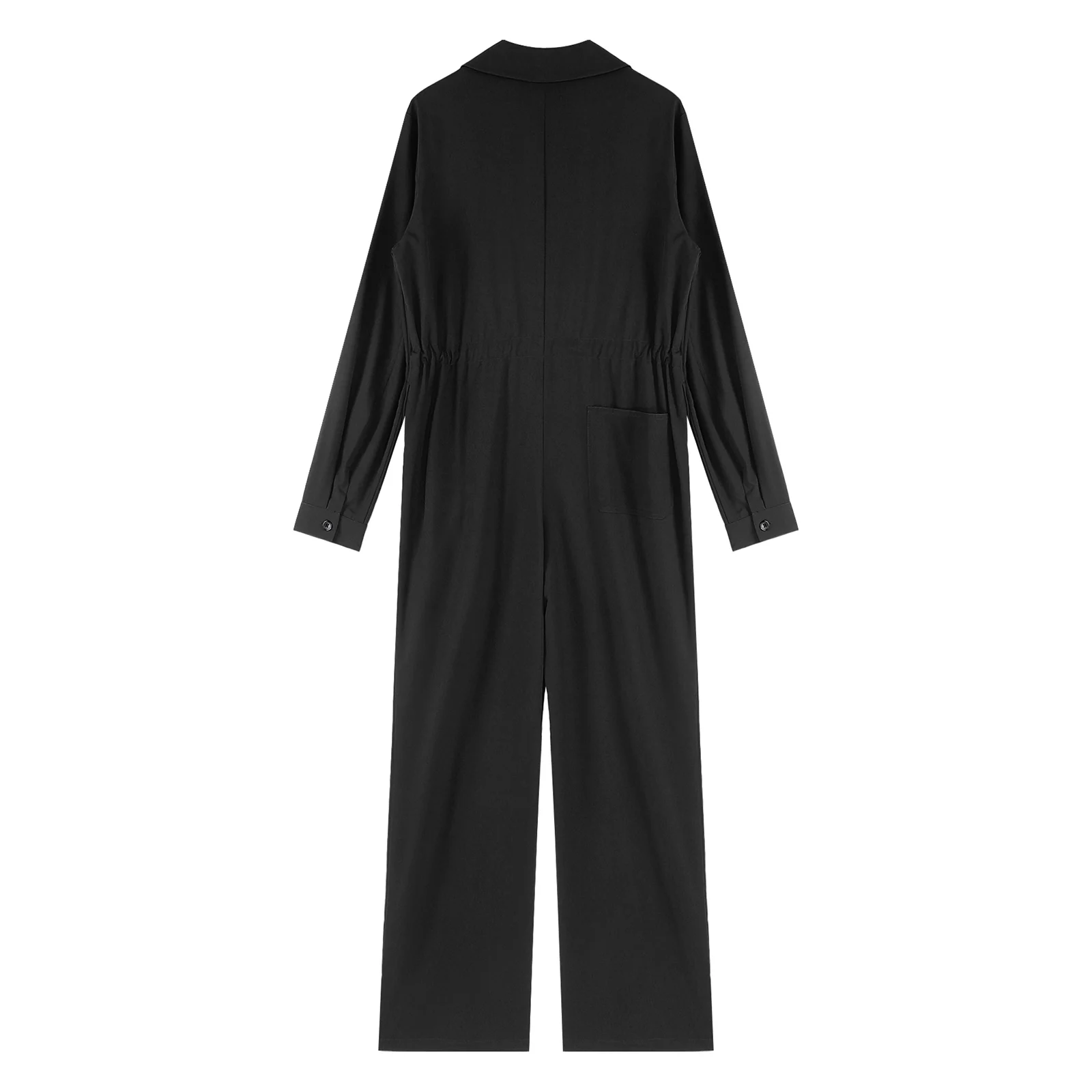 بدلة قفز نسائية كاجوال بلون سادة وياقة مقلوبة وأكمام طويلة قطعة واحدة زي عام لعمال ورشة العمل