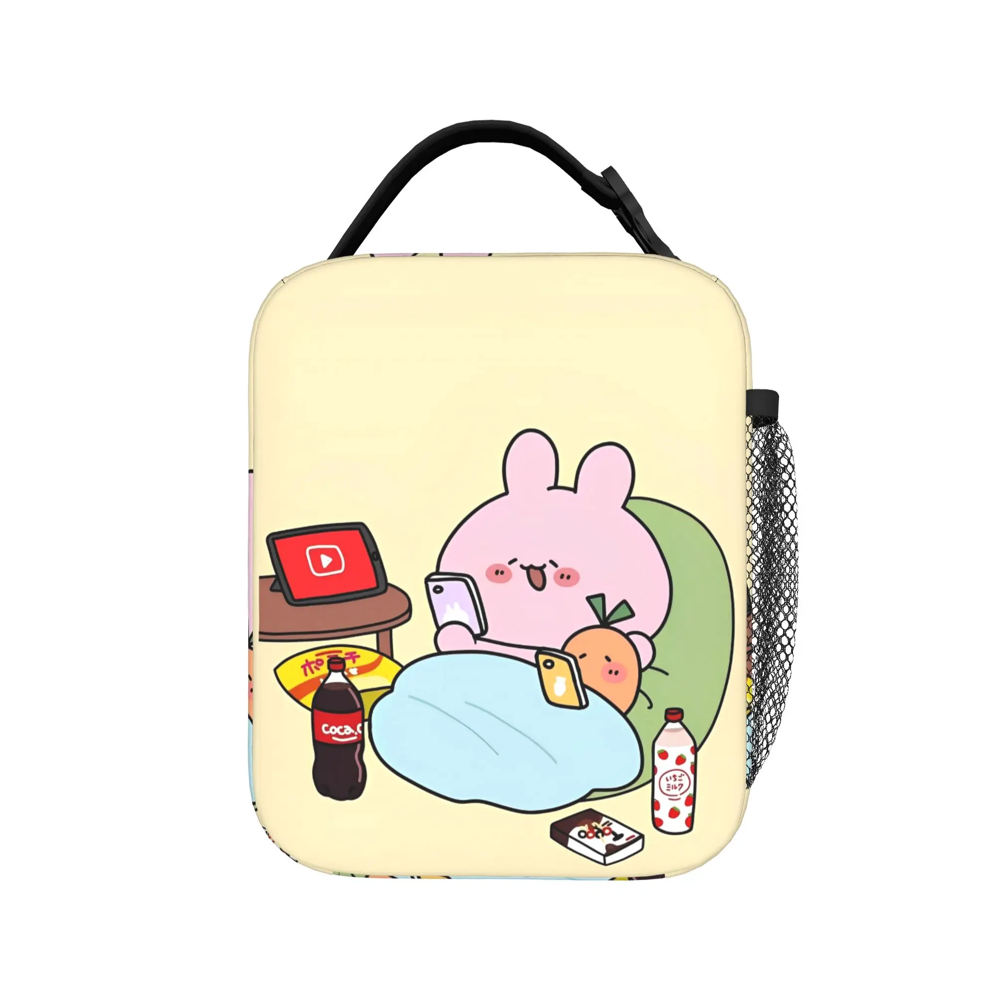 Asamimichaan Asleep Cartoon Insulated Lunch Bags Cooler Bag Reusable,Lunch Container Cute Asamimi Large Lunch Box Tote Food Bag