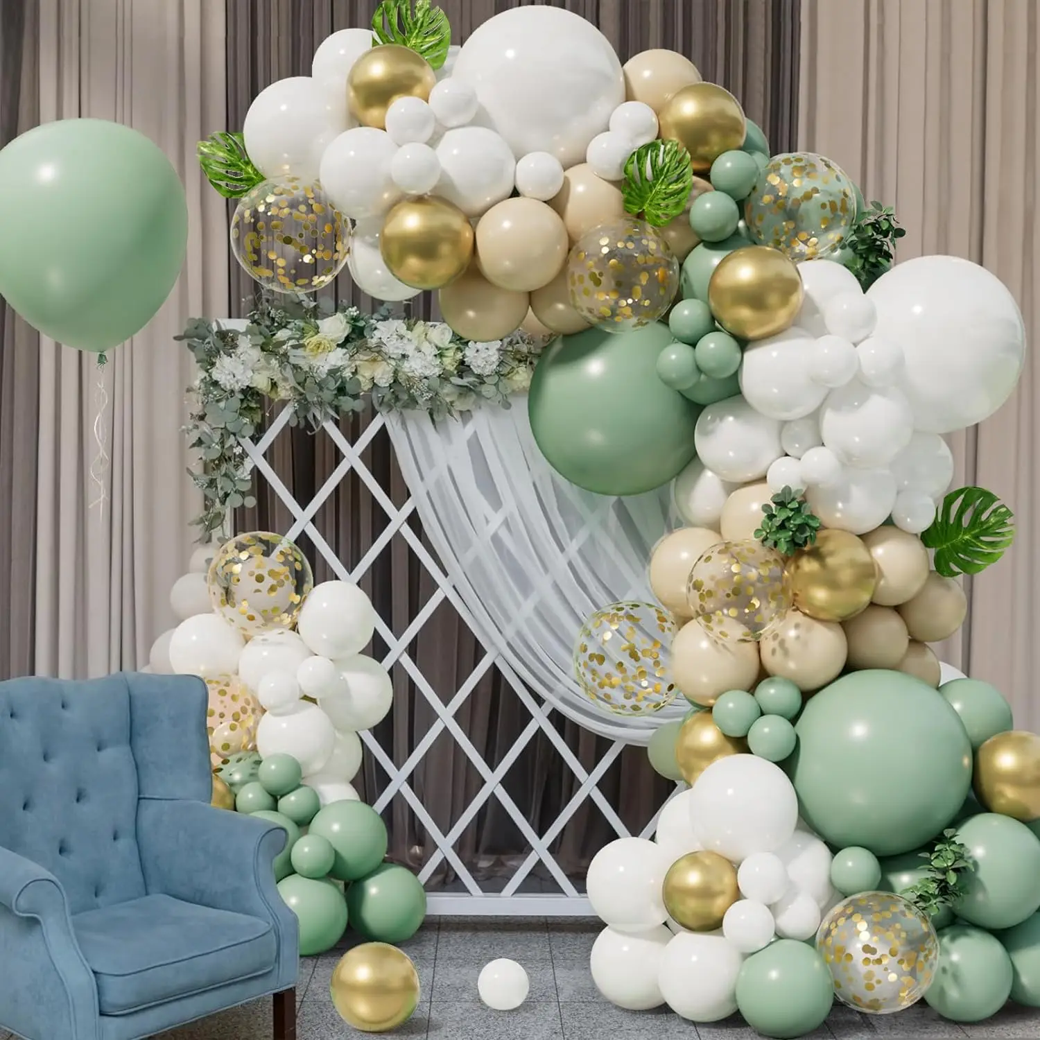 Kit d'arche de guirxiété de ballons vert olive pour garçons et filles, fête préChristophe, fête d'anniversaire, décoration de fête safari dans la jungle, 152 pièces