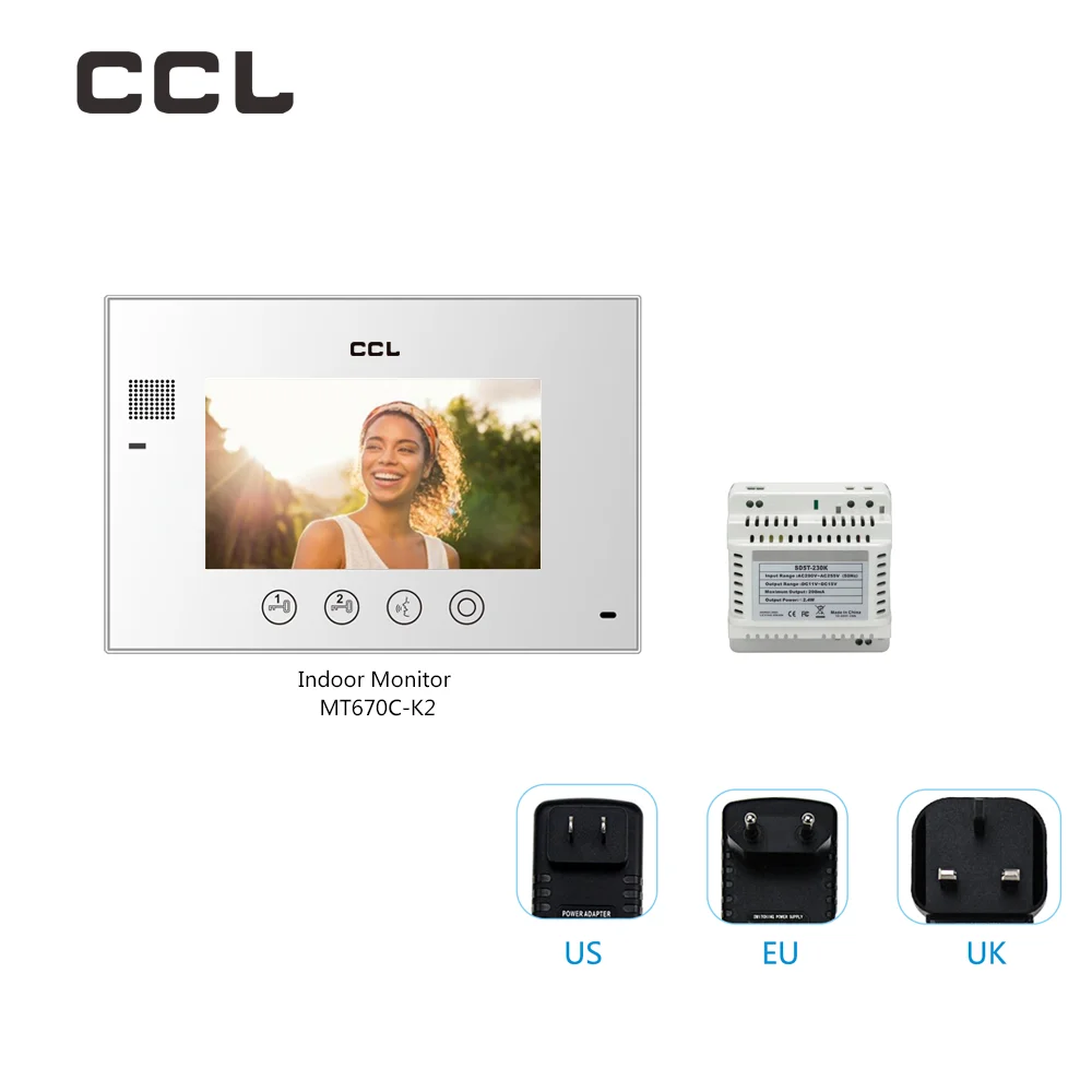 CCL 7 Inch 2-Wire Video Intercom for Villa Security Protection System Door Phone DIY 2Wires Connection Picture Record No Network