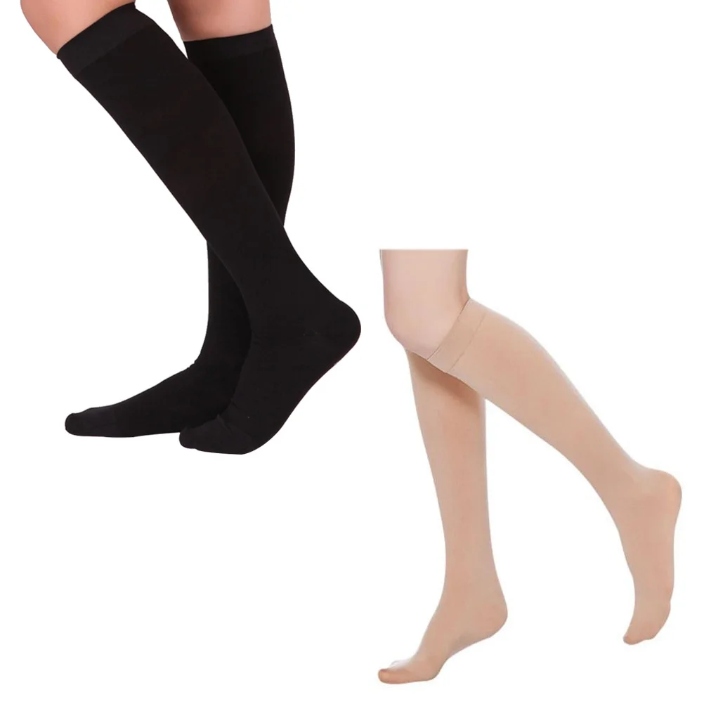 

4Pairs Knee High Compression Socks for Men Women Swelling Relief Flexible Fit Breathable Fabric Travel Work Long Hours