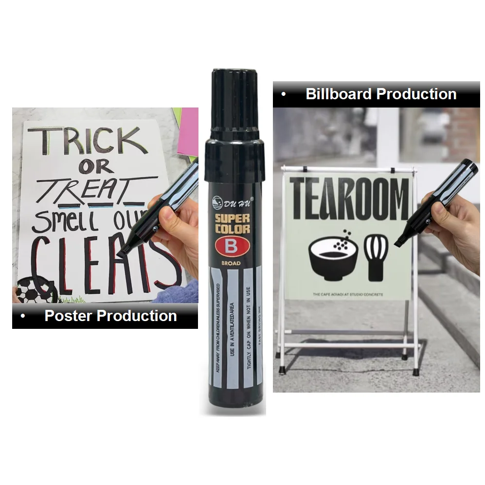 2 Pack Jumbo Black Marker Pens Broad Chisel Tip Fast Drying High Coverage Refillable Identity Theft Protection Privacy Marker
