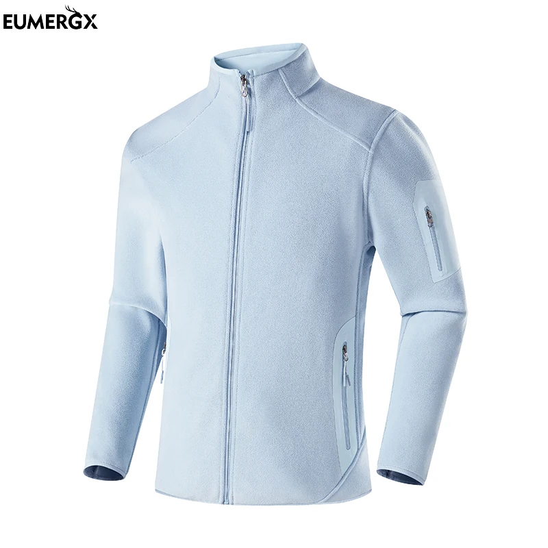 

EUMERGX Winter Fleece Jacket Unisex Outdoor Windproof Warm Fleeced Clothing Men Women Hiking Camping Climbing Skiing Soft Coat